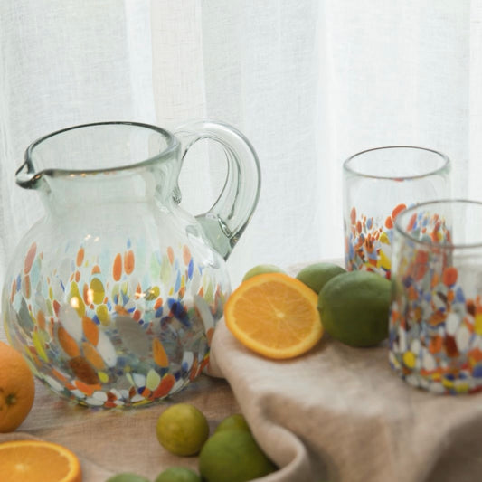 Vasos pintas de colores vidrio soplado